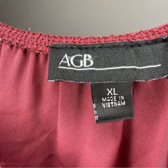 AGB Maroon Flowy Long Sleeve Lightweight Stretch Blouse XL - Picture 9 of 11